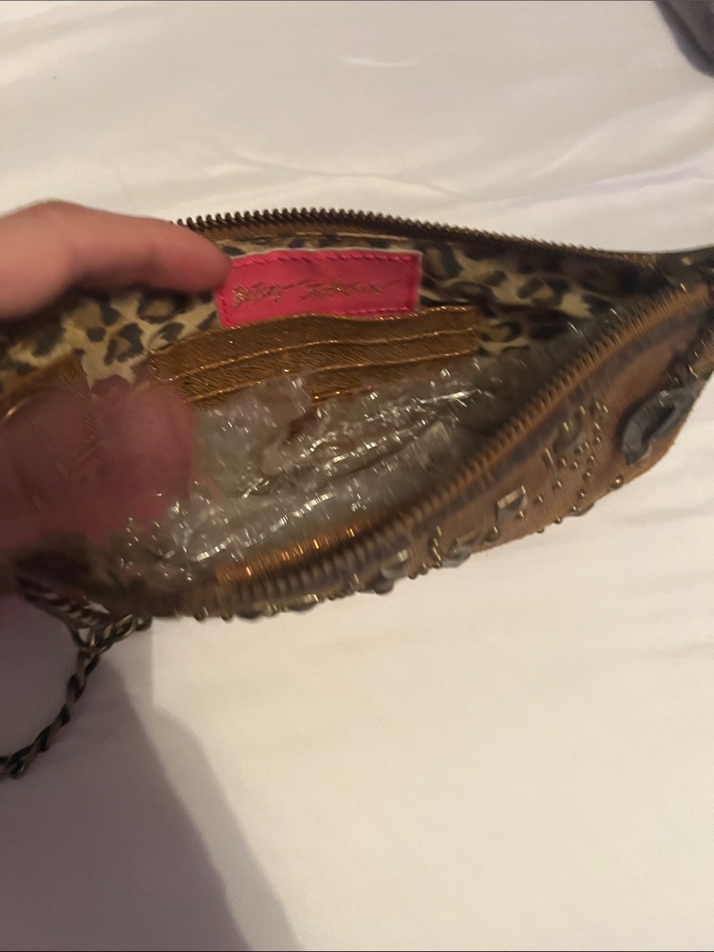 Betsey Johnson Metallic Brown Studded Wristlet - Picture 4 of 7